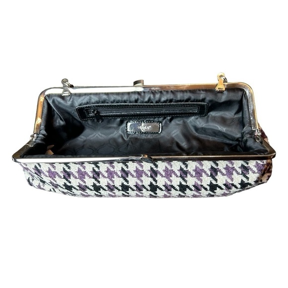 Apt. 9 Purple White Black Houndstooth Knit Shoulder Bag Chain Faux Leather Strap - Picture 9 of 16